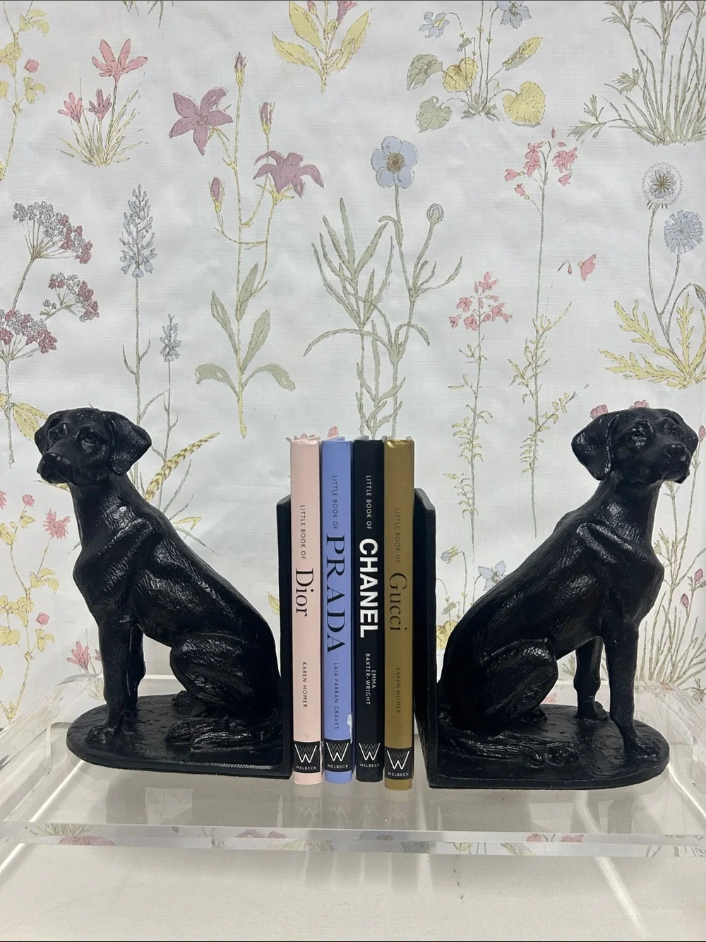 Pottery BarnVTG  Black Cast Iron Labrador Dog Bookend Pair